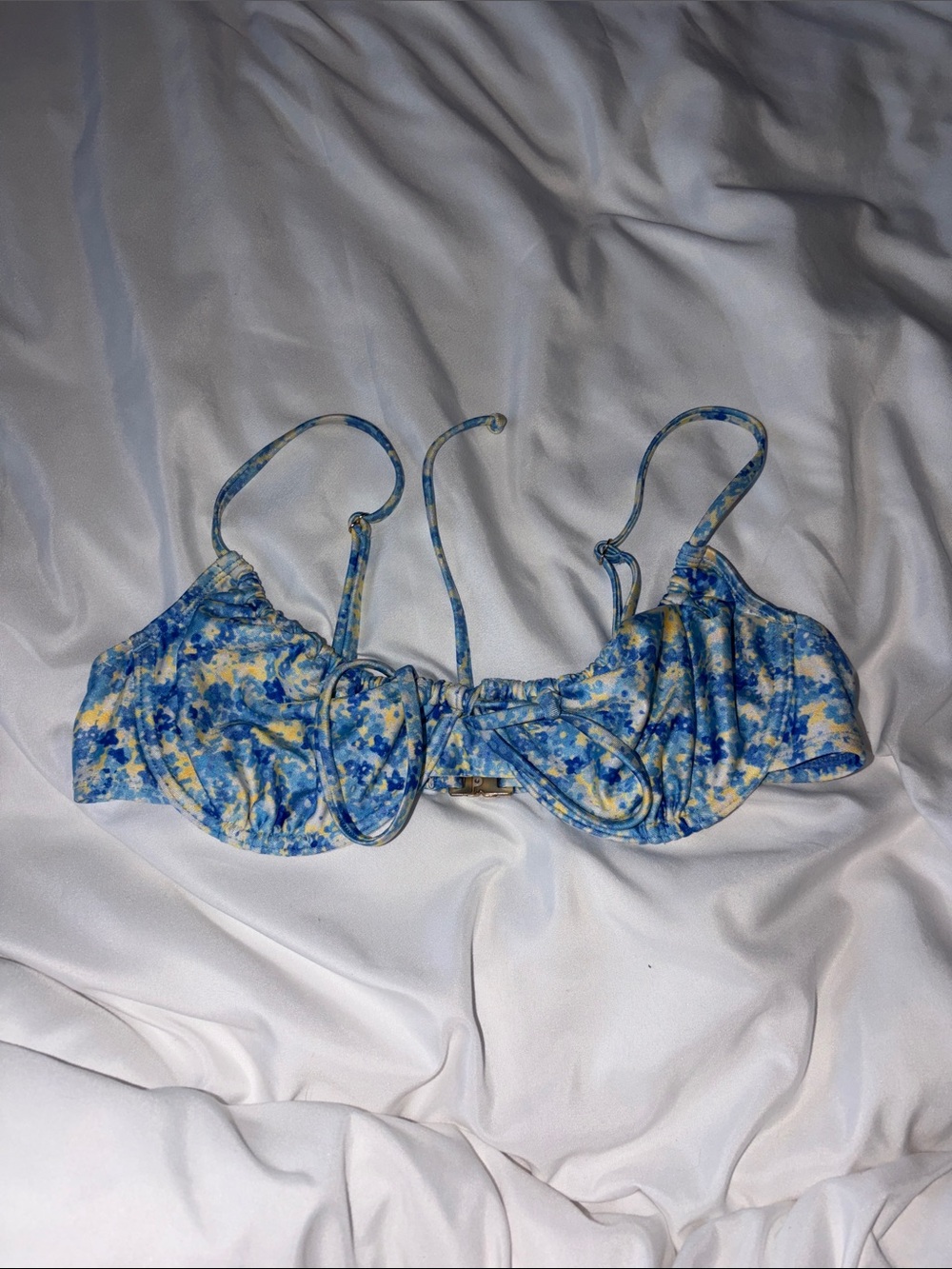 Kulani Kinis Blue and Yellow Tie-Dye Bikini Top